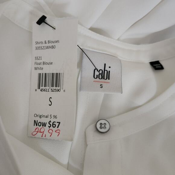 Cabi Flowy Button Front Work Blouse White Small - Picture 8 of 9